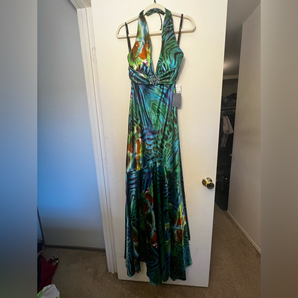 Elegant Multicolor Halter Dress